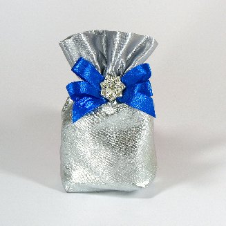 Новогодний серебрянный мешочек