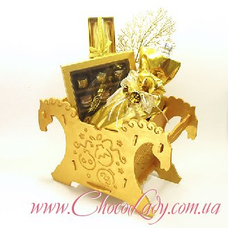 Корзина золотые лошади