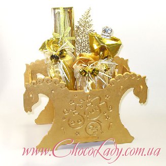 Корзина золотые лошади 2